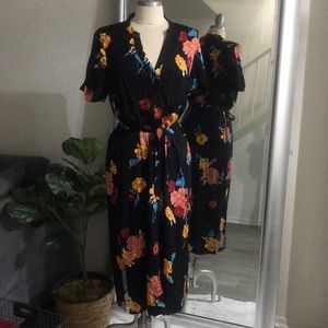 Tie front button-up shirt dress